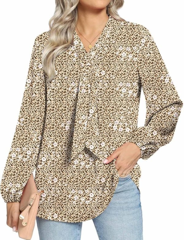 81-Ky7vl8KL._AC_SL1500 Women's Fall Long Sleeve Chiffon Blouse Winter V-Neck Tunic Tops Business Shirt