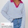 Womens Striped Long Sleeve Shirts 2024 Casual V Neck Oversized Sweatshirt Loose Fit Tunic Tops Fall Blouses