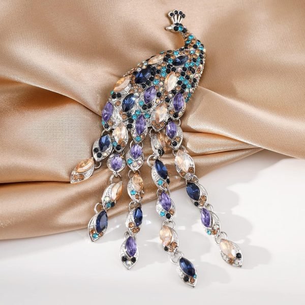 812Qv1q9EBL._AC_SL1500 Rhinestone Peacock Tassel Brooch Pins for Women Fashion