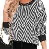 Women's Crewneck Cute Sweaters 2024 Striped Colorblock Fall Winter Knitted Pullover Tops