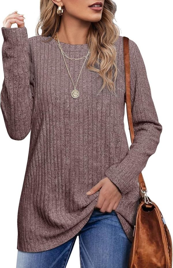 8142gsQoFyL._AC_SL1500 Long Sleeve Shirts for Women Lightweight Crew Neck Casual Tunic Tops