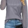 Women's Waffle Knit Tops Dressy Business Casual Blouses Lace Long Sleeve Work Shirts Fall Clothes