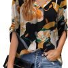 U.Vomade Women's 3/4 Cuffed Sleeve Chiffon V Neck Casual Shirts for Women S-XL