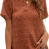 Womens White Chiffon Blouses Short Sleeve V Neck Shirts Summer Casual Polka Dot Tops