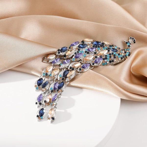 815rrYI3ivL._AC_SL1500 Rhinestone Peacock Tassel Brooch Pins for Women Fashion