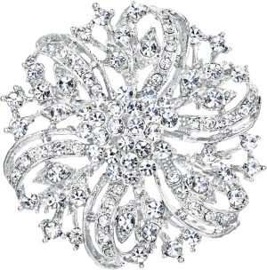 Austrian Crystal Vintage Inspired Bridal Flower Brooch Corsage