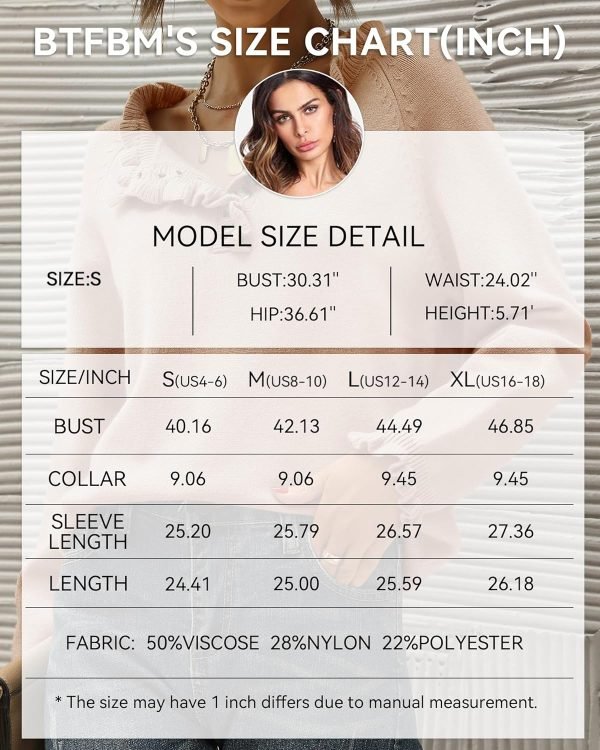 818kTzAjfVL._AC_SL1500 Women's Sweaters Casual Long Sleeve Button Down Crew Neck Ruffle Knit Pullover Sweater Tops Solid Color Striped