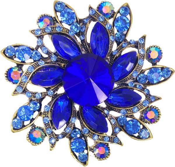 Vintage Women's Austrian Crystal Elegant Flower Brooch Wedding Broach Pin
