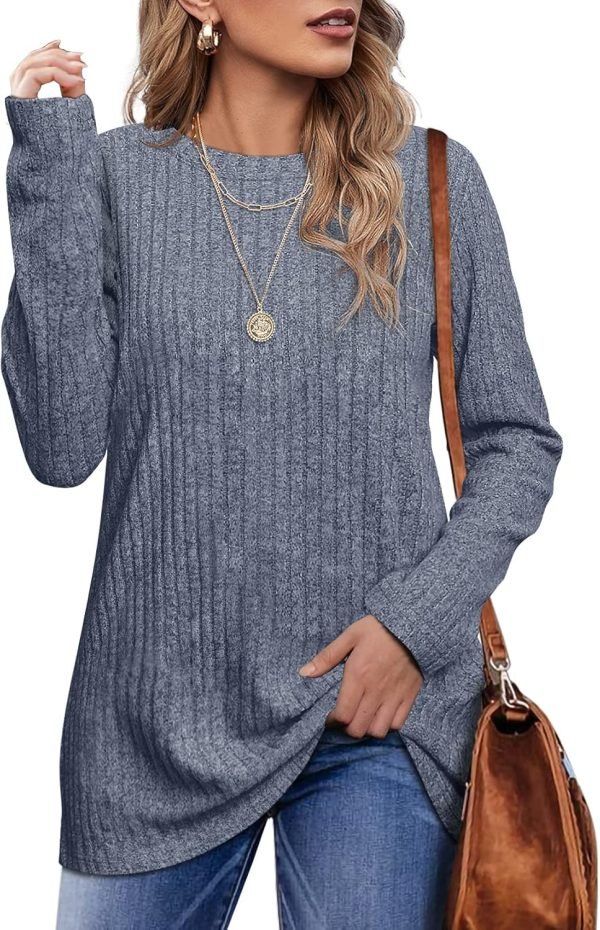 81F7eY0fIpL._AC_SL1500 Long Sleeve Shirts for Women Lightweight Crew Neck Casual Tunic Tops