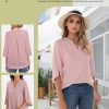 Women's 3/4 Sleeve Chiffon Blouses for Women Dressy Casual, V Neck Double Layers Chiffon Blouses 2024, Tunic Tops