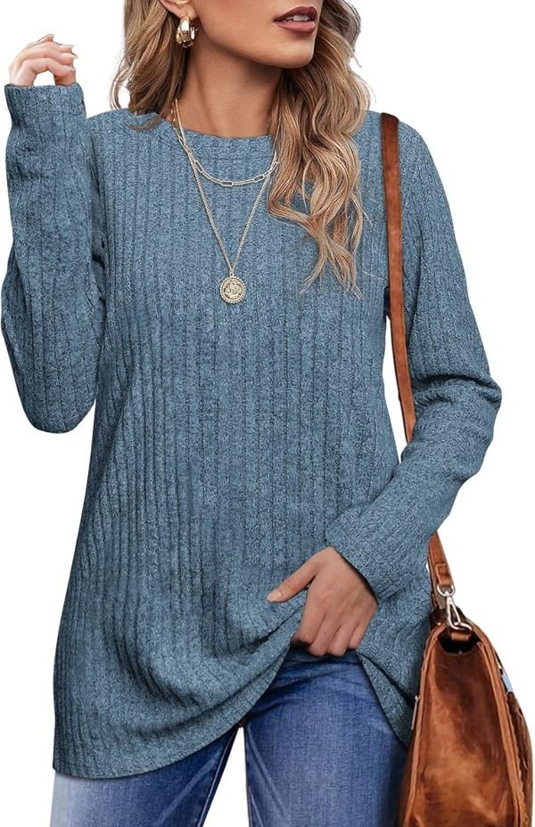 81GpoWJhOHL._AC_SL1500 Long Sleeve Shirts for Women Lightweight Crew Neck Casual Tunic Tops