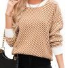 Women's Crewneck Cute Sweaters 2024 Striped Colorblock Fall Winter Knitted Pullover Tops