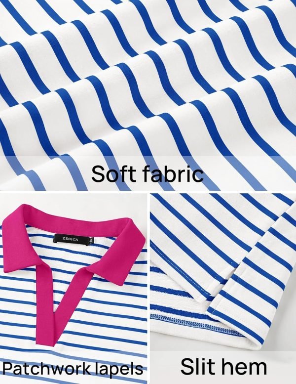 81R2Kk_hJuL._AC_SL1500 Womens Striped Long Sleeve Shirts 2024 Casual V Neck Oversized Sweatshirt Loose Fit Tunic Tops Fall Blouses