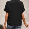 Women Dressy Casual V Neck Short Sleeve Dress Shirts Summer Work Tops Tunics Solid Color Chiffon Blouse