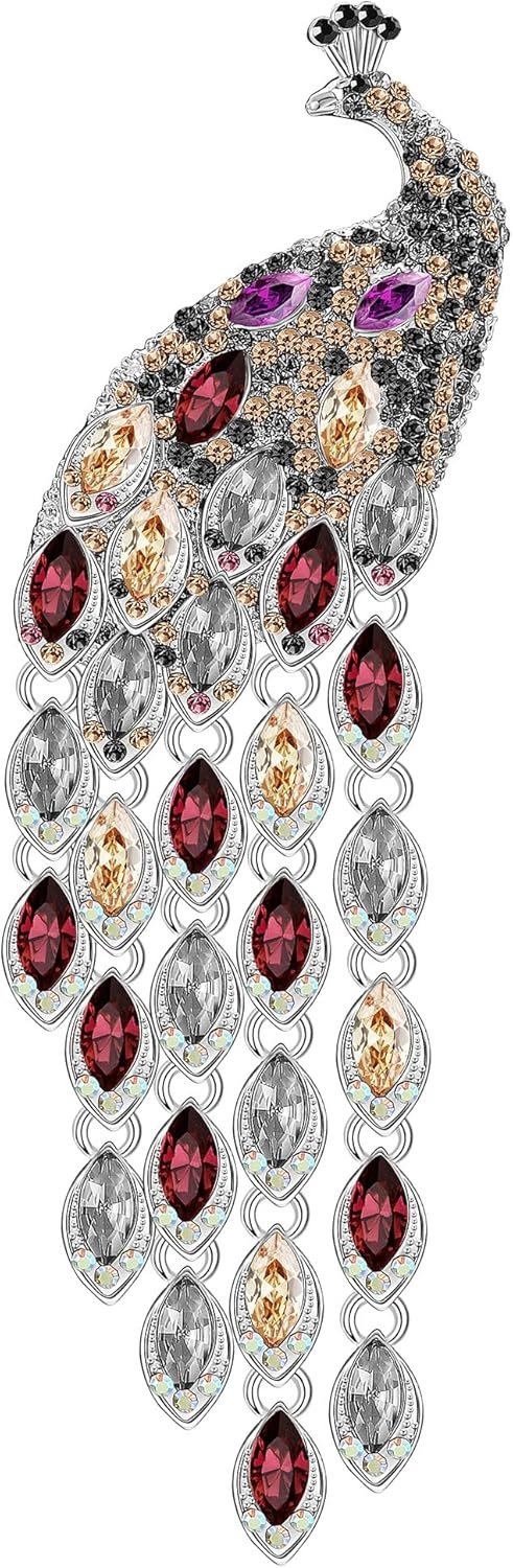 81RVb1HEtXL._AC_SL1500 Rhinestone Peacock Tassel Brooch Pins for Women Fashion