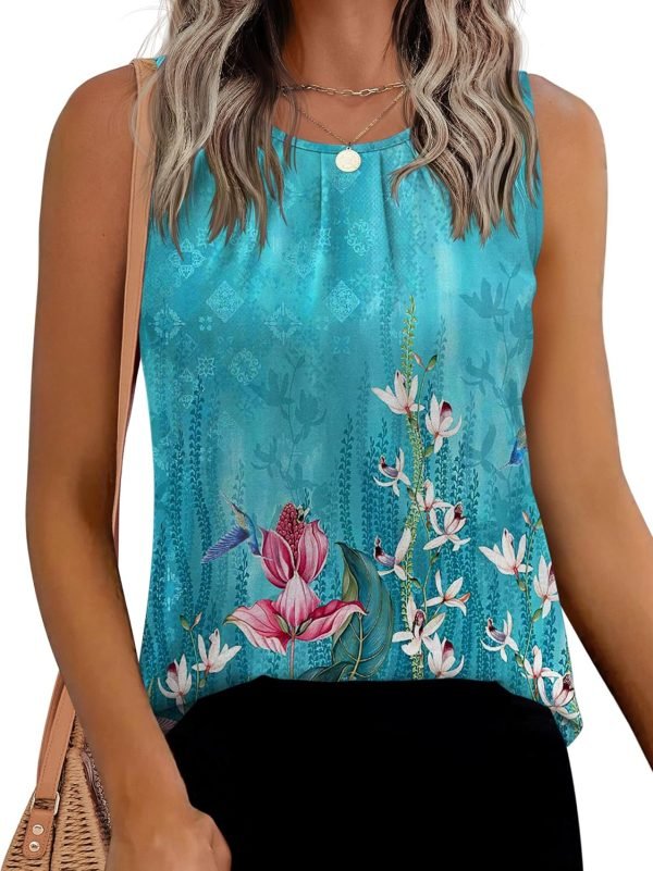 81Sza5MK7kL._AC_SL1500 Women's Sleeveless Chiffon Tank Top Double Layers Keyhole Back Blouse Tunic S-XXL