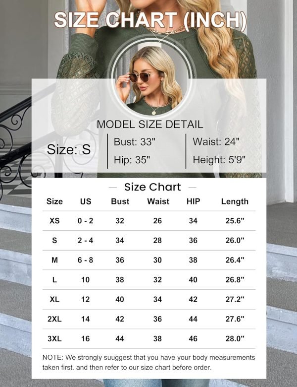81TwOS4PWqL._AC_SL1500 Women's Waffle Knit Tops Dressy Business Casual Blouses Lace Long Sleeve Work Shirts Fall Clothes