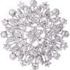 Women's Austrian Crystal Elegant Flower Leaf Bridal Corsage Brooch Pin