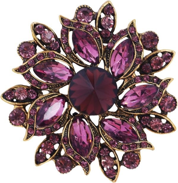 Vintage Women's Austrian Crystal Elegant Flower Brooch Wedding Broach Pin