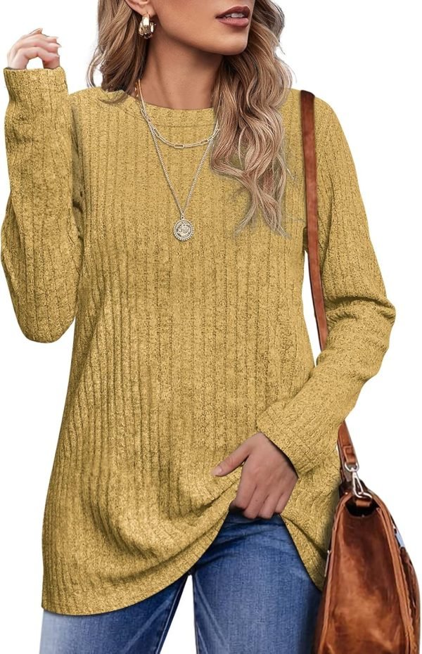 81WPKCLPAzL._AC_SL1500 Long Sleeve Shirts for Women Lightweight Crew Neck Casual Tunic Tops