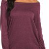 Women's Long Sleeve Boat Neck Off Shoulder Blouse Tops