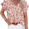 Womens 2024 Summer Tunic Tops Casual Short Sleeve Blouses V Neck Dressy Chiffon Boho Tshirts