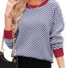 Women's Crewneck Cute Sweaters 2024 Striped Colorblock Fall Winter Knitted Pullover Tops