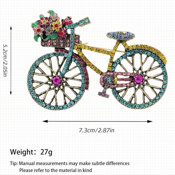 Rhinestone Creative Bicycles Brooch Pin for Women Retro Elegant Handmade Blue Brooches Pins Classic Wedding Fashion Jewelry Accessories Gift