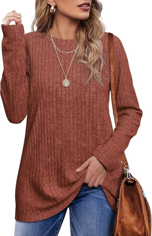 81ZP8_fRD9L._AC_SL1500 Long Sleeve Shirts for Women Lightweight Crew Neck Casual Tunic Tops