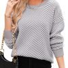 Women's Crewneck Cute Sweaters 2024 Striped Colorblock Fall Winter Knitted Pullover Tops