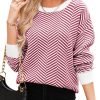 Women's Crewneck Cute Sweaters 2024 Striped Colorblock Fall Winter Knitted Pullover Tops