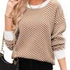 Women's Crewneck Cute Sweaters 2024 Striped Colorblock Fall Winter Knitted Pullover Tops