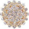 Women's Austrian Crystal Elegant Flower Leaf Bridal Corsage Brooch Pin