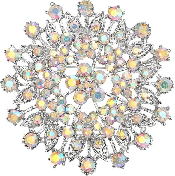 81b3RXk9icL._AC_SL1500 Women's Austrian Crystal Elegant Flower Leaf Bridal Corsage Brooch Pin