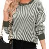 Women's Crewneck Cute Sweaters 2024 Striped Colorblock Fall Winter Knitted Pullover Tops