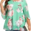Womens Tops Dressy Casual Summer Chiffon Blouse 3/4 Sleeve Loose Mesh Tunic Shirts