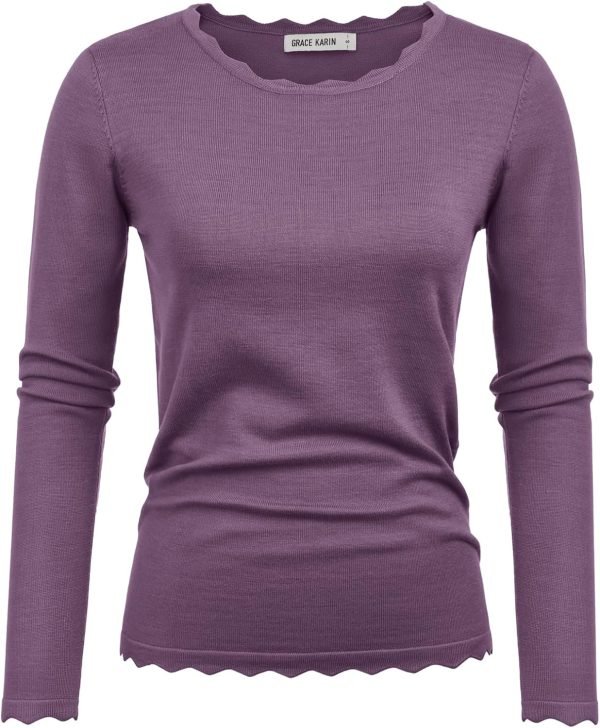 Women's High Stretchy Long Sleeve Pullover Sweater Blouse Top