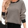 Women's Crewneck Cute Sweaters 2024 Striped Colorblock Fall Winter Knitted Pullover Tops