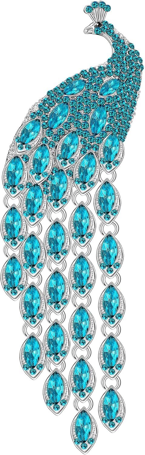 81gI_jXi3nL._AC_SL1500 Rhinestone Peacock Tassel Brooch Pins for Women Fashion