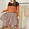 Plus Size Lace Tops for Women Long Sleeve Crewneck Pullover Fall T-shirts Tunics Basic Tees T-Shirts XL-5XL