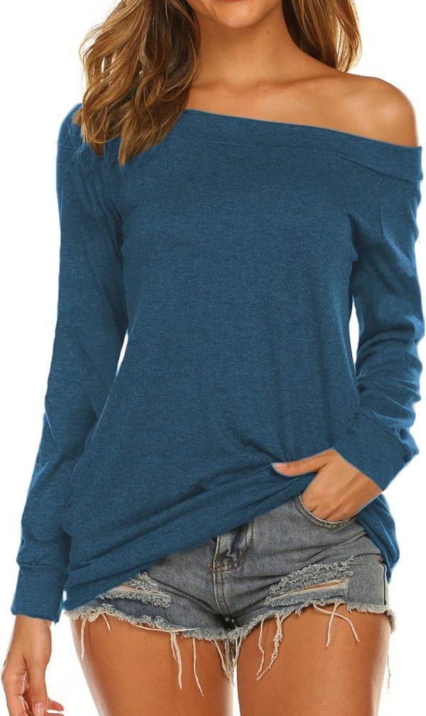 81hJcRJcBKL._AC_SL1500 Women's Long Sleeve Boat Neck Off Shoulder Blouse Tops