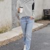 Women's Casual Striped Long Sleeve Tops Crew Neck Knit Ribbed Basic T Shirts