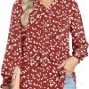Women's Fall Long Sleeve Chiffon Blouse Winter V-Neck Tunic Tops Business Shirt