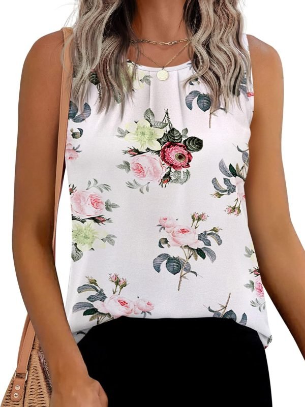 81n4yqhxVpL._AC_SL1500 Women's Sleeveless Chiffon Tank Top Double Layers Keyhole Back Blouse Tunic S-XXL