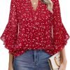 Women's 3/4 Sleeve Tops Dressy Casual Business Work Blouses Chiffon Office Shirts
