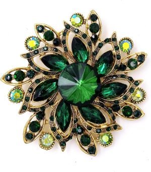 Vintage Women's Austrian Crystal Elegant Flower Brooch Wedding Broach Pin