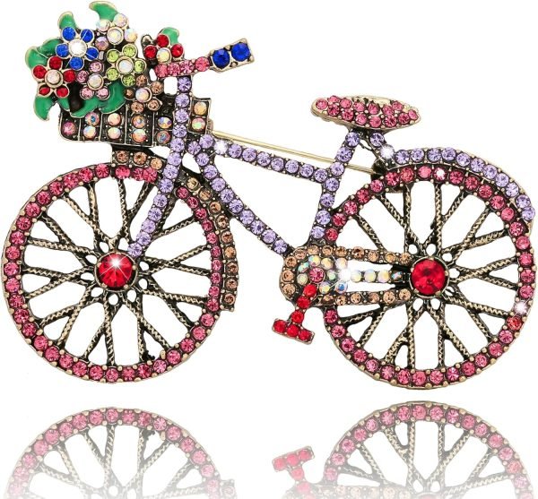 Rhinestone Creative Bicycles Brooch Pin for Women Retro Elegant Handmade Blue Brooches Pins Classic Wedding Fashion Jewelry Accessories Gift