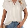 Women's Short Sleeve Chiffon Blouses Office Work Dress Shirts Business Casual Tops