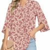 Women's Fall Long Sleeve Chiffon Blouse Winter V-Neck Tunic Tops Business Shirt