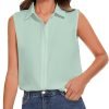 Womens Sleeveless Button Down Shirt Classic Collared Blouse Basic Tank Tops Work Office Chiffon Tops